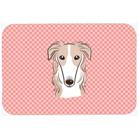 CAROLINES TREASURES Checkerboard Pink Borzoi Mouse Pad- Hot Pad Or Trivet- 7.75 x 9.25 In. BB1228MP